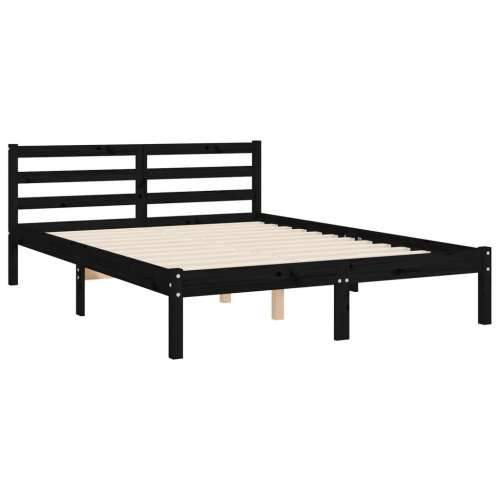 Okvir za krevet s uzglavljem crna 120x200cm od masivnog drva Cijena