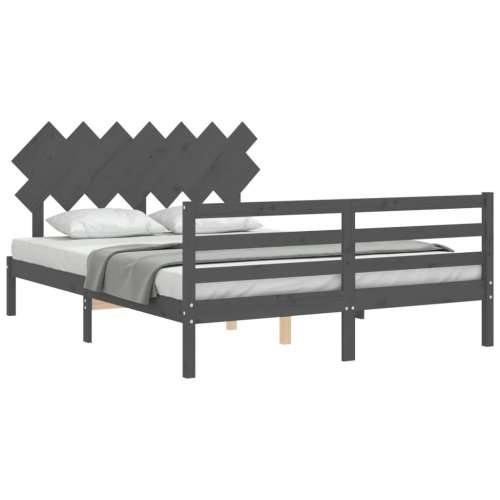 Okvir za krevet s uzglavljem sivi 140x200cm od masivnog drva Cijena