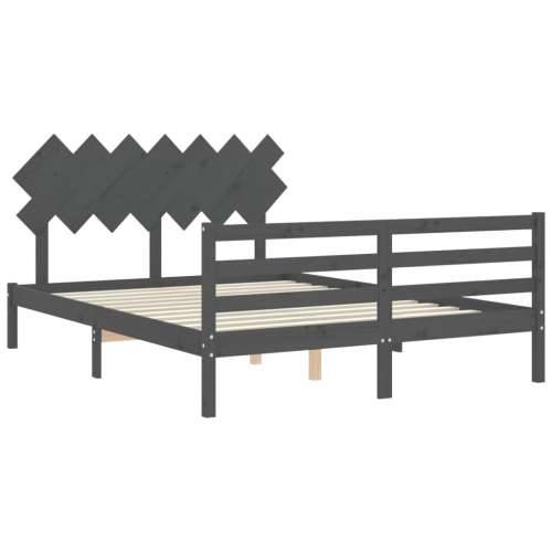 Okvir za krevet s uzglavljem sivi 140x200cm od masivnog drva Cijena