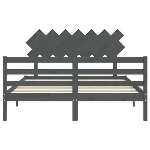 Okvir za krevet s uzglavljem sivi 140x200cm od masivnog drva Cijena
