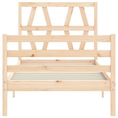 Okvir kreveta s uzglavljem mali jednokrevetni masivno drvo - Prirodna 75 x 190 cm Cijena