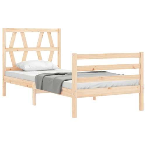 Okvir kreveta s uzglavljem za jednu osobu od masivnog drva - Prirodna 90 x 190 cm Cijena