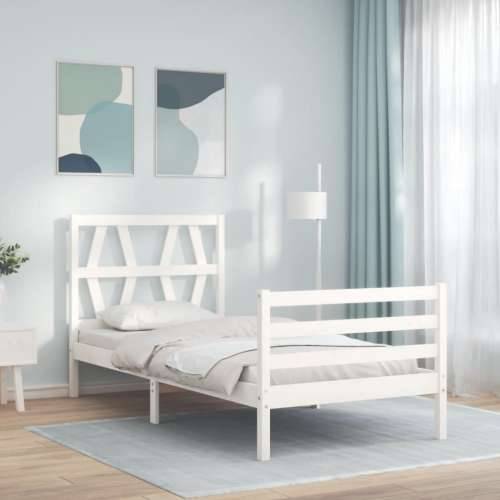 Okvir kreveta s uzglavljem bijeli za jednu osobu masivno drvo - Bijela 90 x 190 cm Cijena