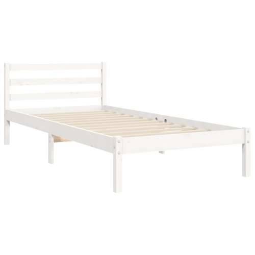 Okvir kreveta s uzglavljem bijeli za jednu osobu masivno drvo - Bijela 90 x 190 cm Cijena