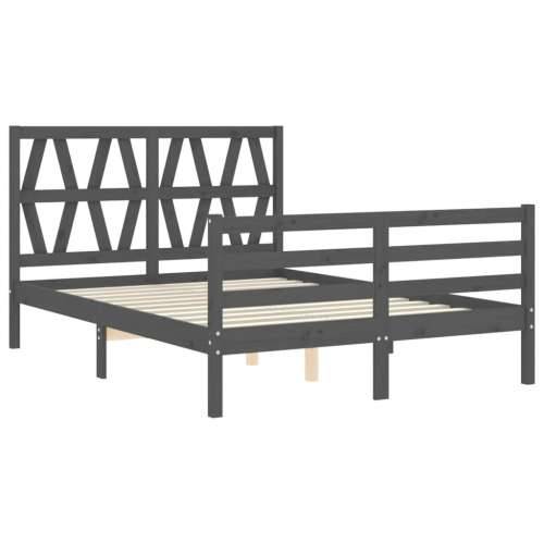 Okvir kreveta s uzglavljem sivi 140 x 190 cm od masivnog drva Cijena