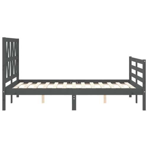 Okvir kreveta s uzglavljem sivi 140 x 190 cm od masivnog drva Cijena