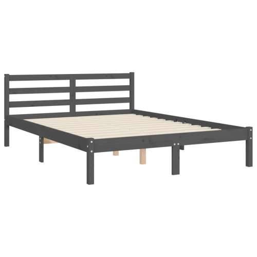 Okvir kreveta s uzglavljem sivi 140 x 190 cm od masivnog drva Cijena