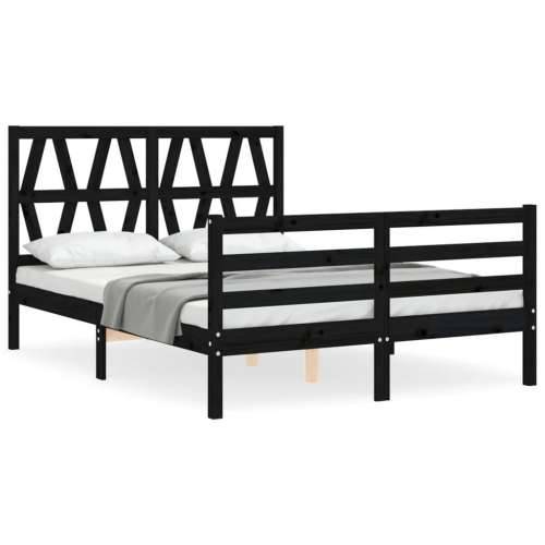 Okvir kreveta s uzglavljem crni 140 x 190 cm od masivnog drva Cijena