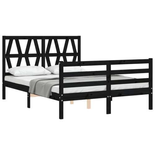 Okvir kreveta s uzglavljem crni 140 x 190 cm od masivnog drva Cijena