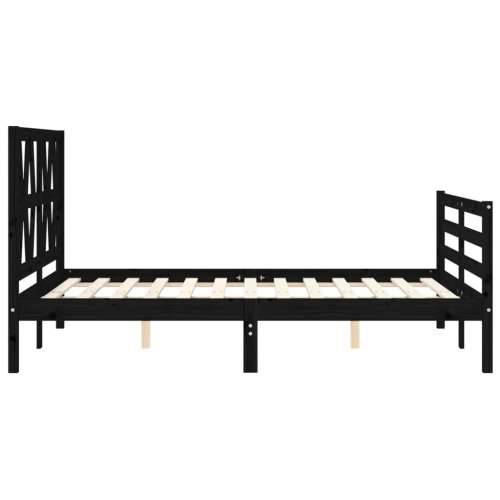 Okvir kreveta s uzglavljem crni 140 x 190 cm od masivnog drva Cijena