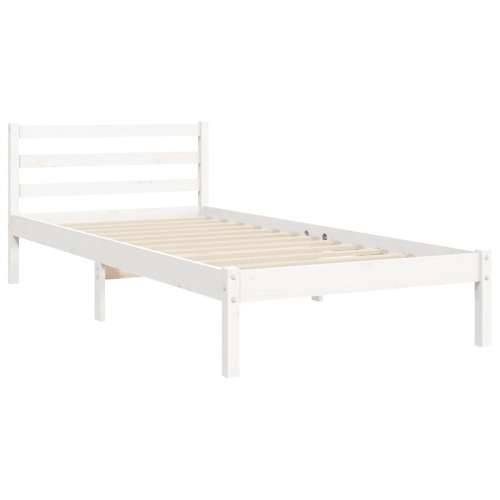 Okvir kreveta s uzglavljem bijeli 90 x 200 cm od masivnog drva Cijena