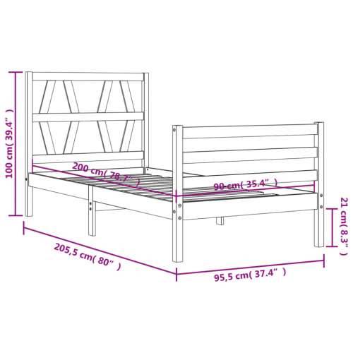 Okvir kreveta s uzglavljem boja meda 90x200 cm od masivnog drva Cijena