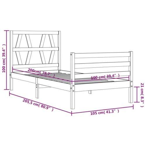 Okvir za krevet s uzglavljem 100x200 cm od masivnog drva - Prirodna 100 x 200 cm Cijena