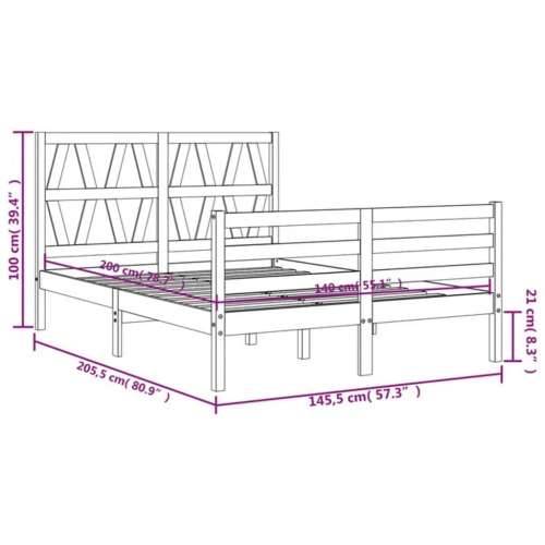 Okvir za krevet s uzglavljem bijeli 140x200 cm od masivnog drva Cijena