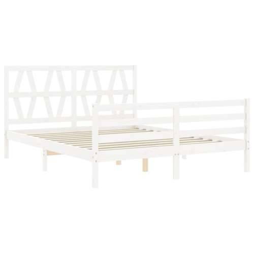 Okvir za krevet s uzglavljem sivi 160 x 200 cm od masivnog drva Cijena
