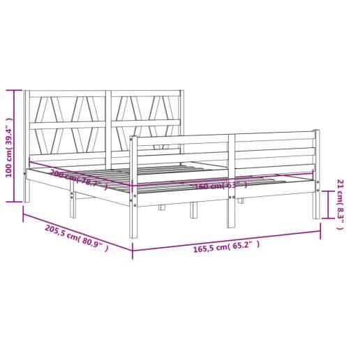 Okvir za krevet s uzglavljem sivi 160 x 200 cm od masivnog drva Cijena