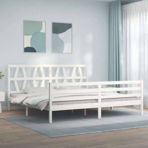 Okvir za krevet s uzglavljem bijeli 200x200 cm od masivnog drva - Bijela 200 x 200 cm Cijena