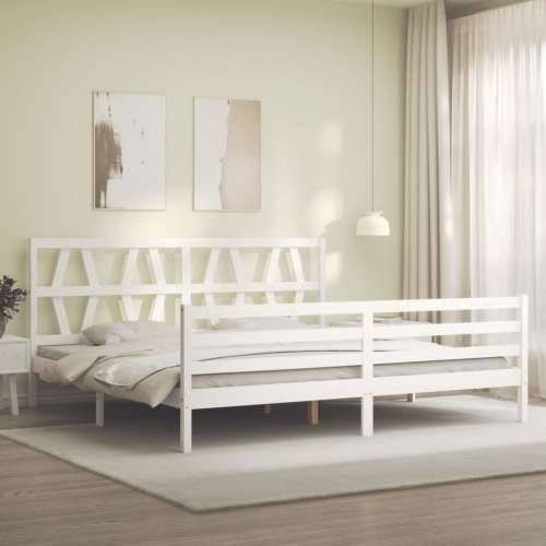Okvir za krevet s uzglavljem bijeli 200x200 cm od masivnog drva - Bijela 200 x 200 cm Cijena