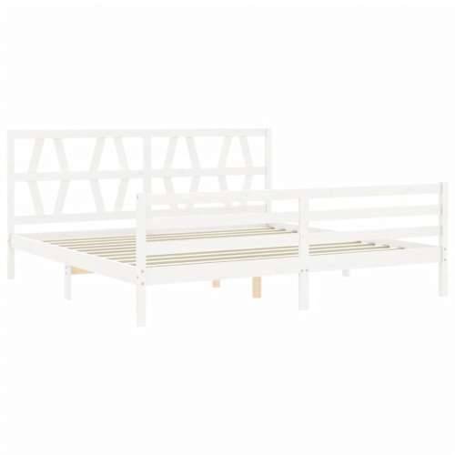 Okvir za krevet s uzglavljem bijeli 200x200 cm od masivnog drva - Bijela 200 x 200 cm Cijena