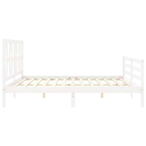 Okvir za krevet s uzglavljem bijeli 200x200 cm od masivnog drva - Bijela 200 x 200 cm Cijena