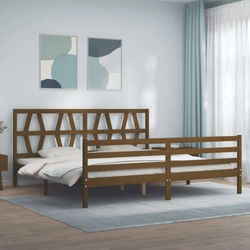 Okvir kreveta s uzglavljem boja meda 200x200cm od masivnog drva - boja meda 200 x 200 cm Cijena