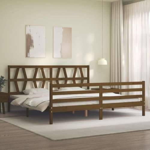 Okvir kreveta s uzglavljem boja meda 200x200cm od masivnog drva - boja meda 200 x 200 cm Cijena