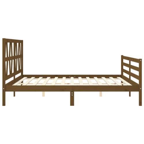 Okvir kreveta s uzglavljem boja meda 200x200cm od masivnog drva - boja meda 200 x 200 cm Cijena