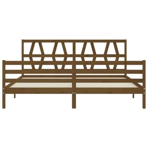 Okvir kreveta s uzglavljem boja meda 200x200cm od masivnog drva - boja meda 200 x 200 cm Cijena