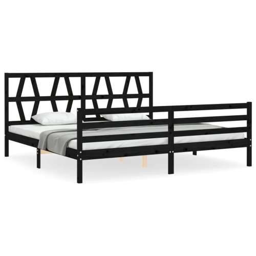 Okvir za krevet s uzglavljem crni 200 x 200 cm od masivnog drva - Crna 200 x 200 cm Cijena