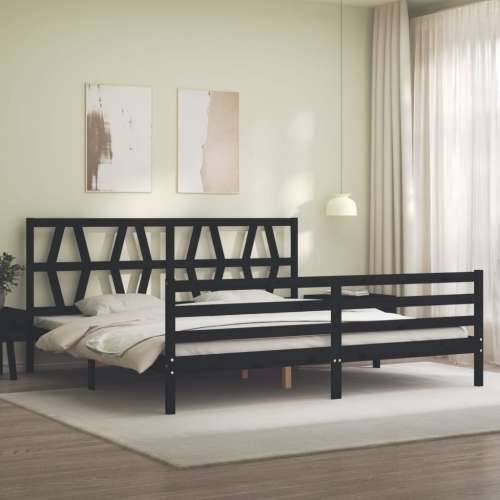 Okvir za krevet s uzglavljem crni 200 x 200 cm od masivnog drva - Crna 200 x 200 cm Cijena