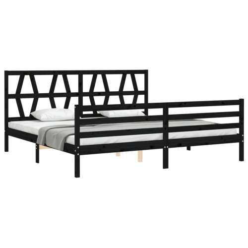 Okvir za krevet s uzglavljem crni 200 x 200 cm od masivnog drva - Crna 200 x 200 cm Cijena