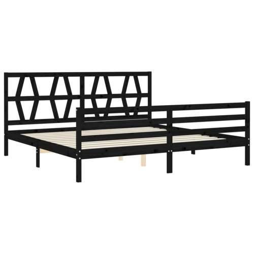 Okvir za krevet s uzglavljem crni 200 x 200 cm od masivnog drva - Crna 200 x 200 cm Cijena