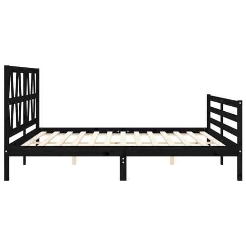 Okvir za krevet s uzglavljem crni 200 x 200 cm od masivnog drva - Crna 200 x 200 cm Cijena