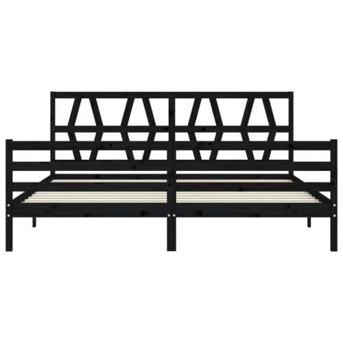 Okvir za krevet s uzglavljem crni 200 x 200 cm od masivnog drva - Crna 200 x 200 cm Cijena