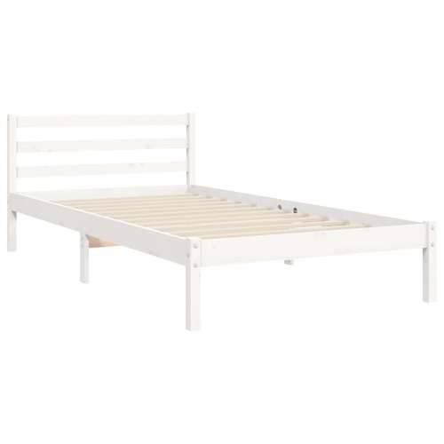 Okvir kreveta s uzglavljem bijeli 90 x 200 cm od masivnog drva Cijena