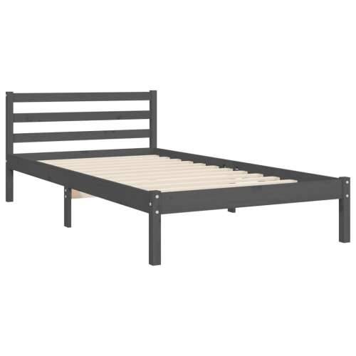 Okvir kreveta s uzglavljem sivi 90 x 200 cm od masivnog drva Cijena