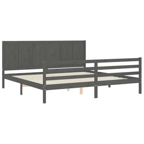Okvir za krevet s uzglavljem sivi 200 x 200 cm od masivnog drva Cijena