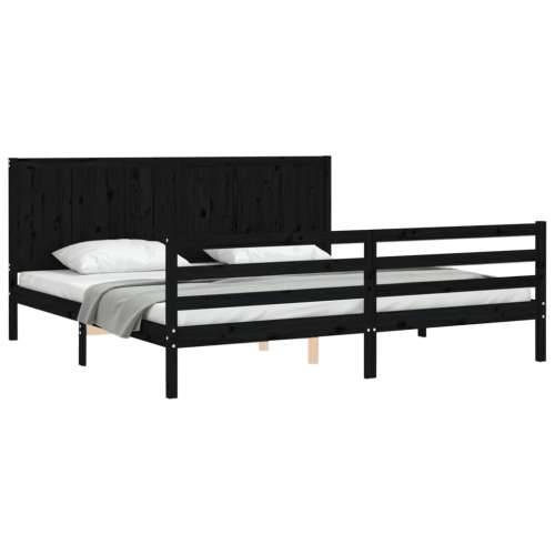 Okvir za krevet s uzglavljem crni 200 x 200 cm od masivnog drva Cijena