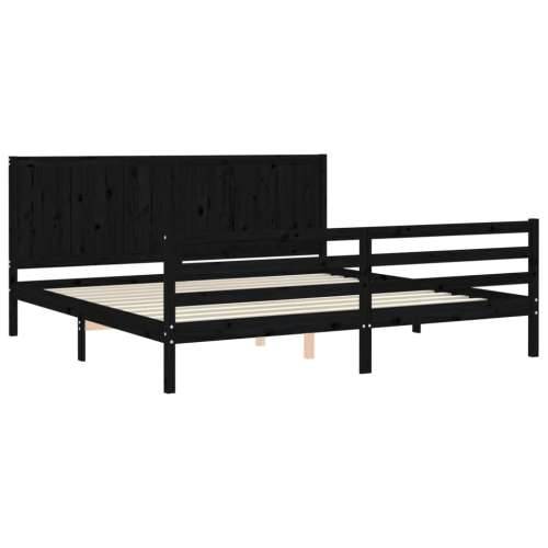 Okvir za krevet s uzglavljem crni 200 x 200 cm od masivnog drva Cijena