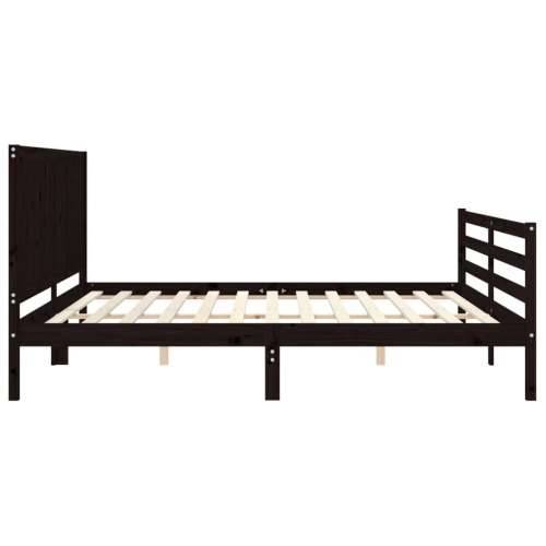 Okvir za krevet s uzglavljem crni 200 x 200 cm od masivnog drva Cijena
