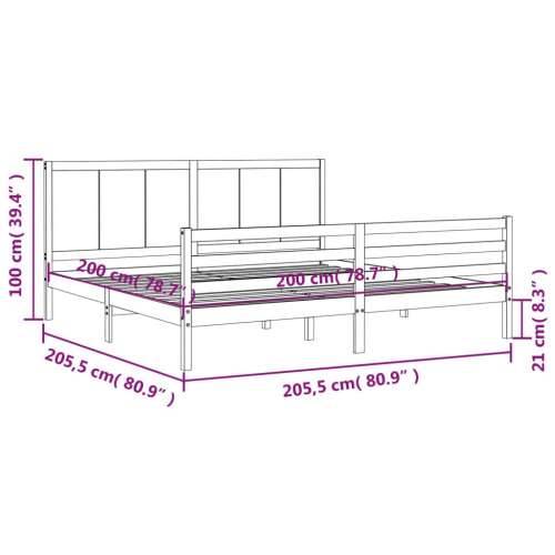 Okvir za krevet s uzglavljem crni 200 x 200 cm od masivnog drva Cijena