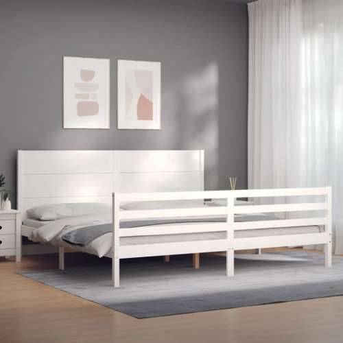 Okvir za krevet s uzglavljem bijeli 200x200 cm od masivnog drva Cijena
