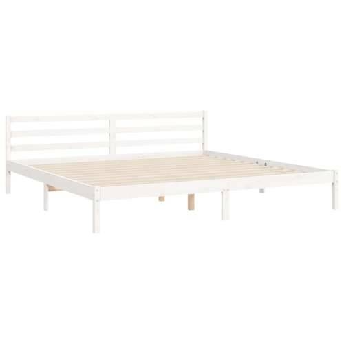 Okvir za krevet s uzglavljem bijeli 200x200 cm od masivnog drva Cijena