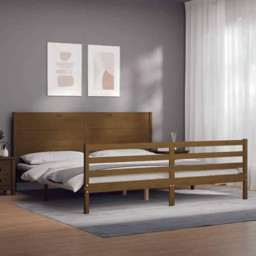 Okvir kreveta s uzglavljem boja meda 200x200cm od masivnog drva Cijena