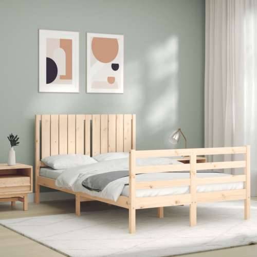 Okvir kreveta s uzglavljem mali bračni od masivnog drva - Prirodna 120 x 190 cm Cijena