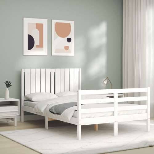 Okvir kreveta s uzglavljem bijeli mali bračni masivno drvo - Bijela 120 x 190 cm Cijena