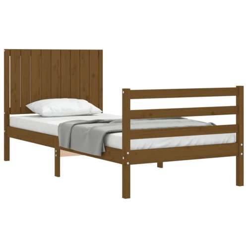 Okvir kreveta s uzglavljem boja meda 90x200 cm od masivnog drva Cijena