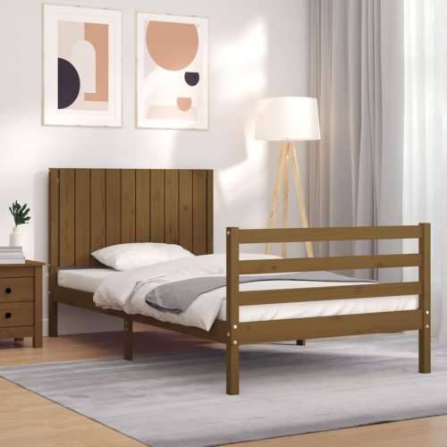 Okvir za krevet s uzglavljem boja meda 100 x 200 cm od borovine Cijena