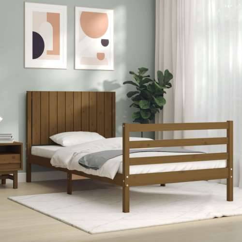 Okvir za krevet s uzglavljem boja meda 100 x 200 cm od borovine Cijena