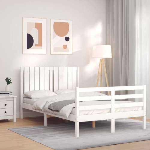 Okvir kreveta s uzglavljem bijeli 120 x 200 cm od masivnog drva - Bijela 120 x 200 cm Cijena